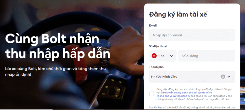 cách đăng ký tài xế xe bolt